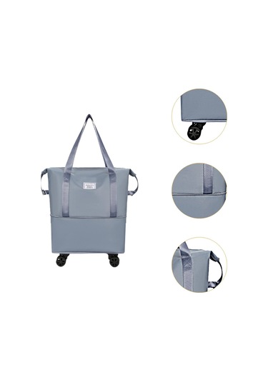 Homyl Katlanabilir Seyahat Çantası Tekerlekli Genişletilebilir El Mavi Tek Genişlet