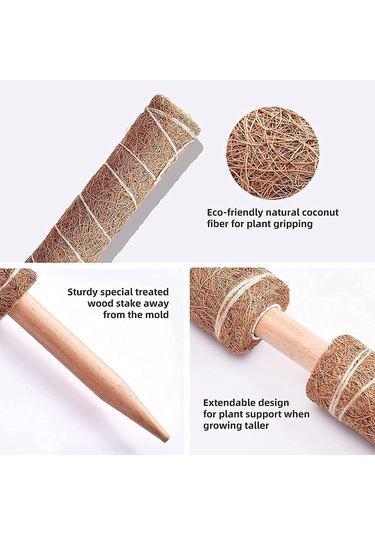 Padalink Bitkisel Tüp İçin 30cm Yüksekliği Ayarlanabilir, Su Ve Besin Tutan, Dayanıklı Hindistan Cevizi Lifli Ve Ahşaplı Tırmanan Bitki Tutucu Seti