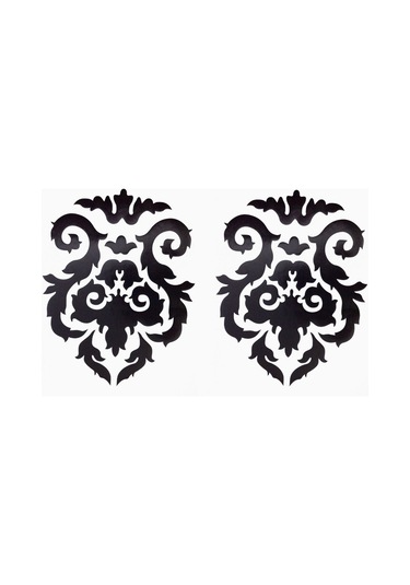 Duvar Süsü Sticker 2 Adet Siyah Çiçekli Şeffaf Filmli Pvc 48x33
