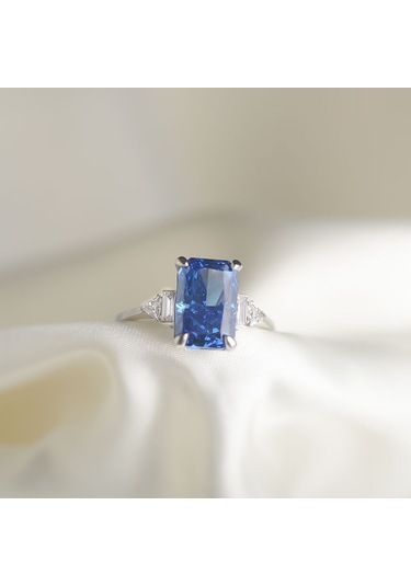 14k Altın Mavi Radyant Yüzük