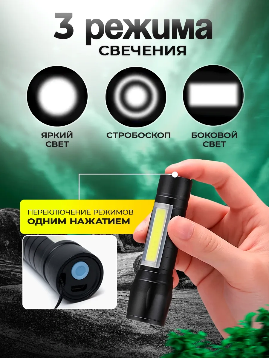 Şarjlı El Feneri Cep Boy Usb Led 291898624 Siyah