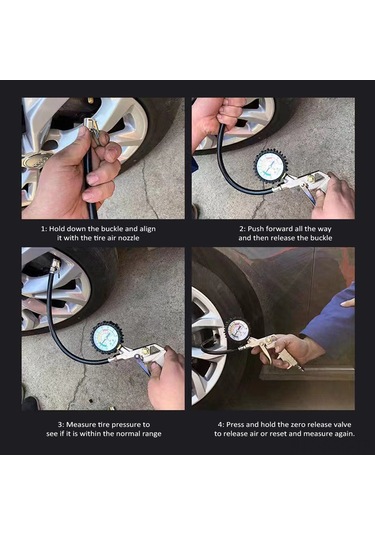 Springsun Yüksek Hassasiyetli Dijital Göstergeli Lastik Basınç Ölçer Ve Şişirme Aparatı