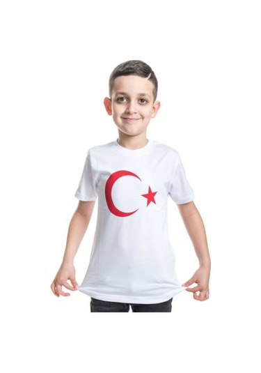 Masho Kids Unisex Beyaz Türk Bayraklı Tshirt-Ücretsiz Hızlı Kargo