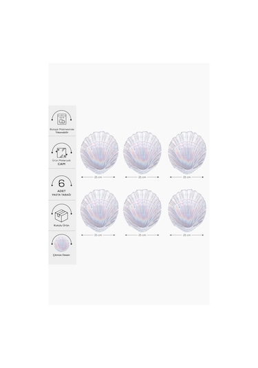 Karaca  Madison 6 Parça Lüsterli Cam Pasta Seti 21 cm