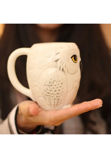 Ulzyvf Suyu Süt Seramik Şekli Kupa Kahve Kahvaltı Hayvan Beyaz Baykuş 3d Vp Beyaz