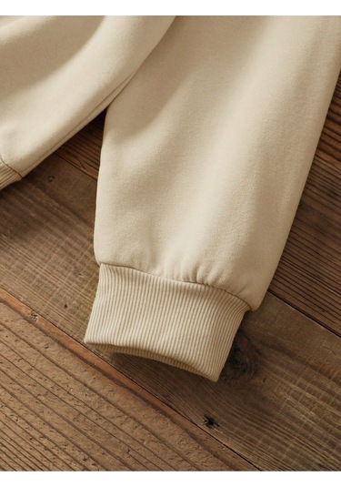 Coke Serisi Letter & Cow Head Print Thermal Pullover-trzksw1859 Kayısı