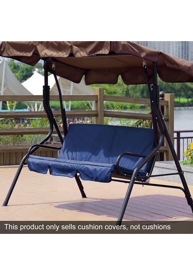 Tenfowee Mutfak Bahçe Dış Mekan 3 Koltuklu Salıncak Yastık Kılıfı, 190t Poliester Taffeta, Su Geçirmez, Dayanıklı, 150x50x10cm, Mavi