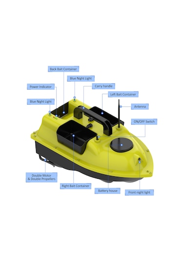 Leezsing Gps Balıkçılık Yem Botu 3 Yem Konteynerli Otomatik Yem Botu Siyah