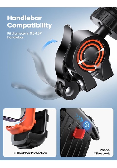 Lamicall Motosiklet Ve Bisiklet Telefon Tutucu 360 Derece Döndürülebilir Bm02orange