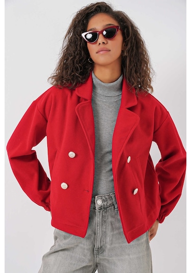 Gabria Kısa Kaşe Ceket Kırmızı