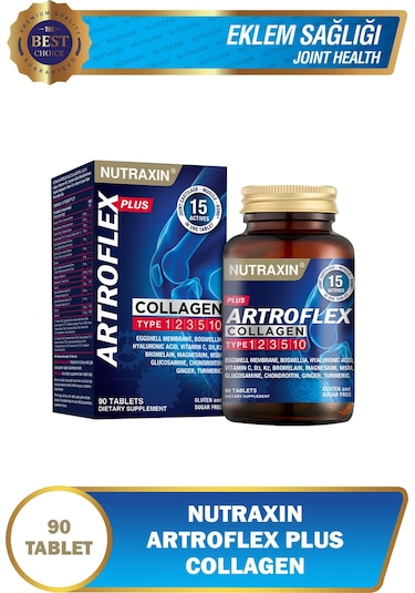 Nutraxin Artroflex Plus Collagen Tip 1 2 3 5 10 90 Tbl Magnezyum Bromelain Yumurta Kabuğu Glukozamin Msm
