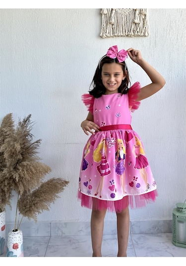 Barbie Kız Çocuk Elbisesi - Pembe