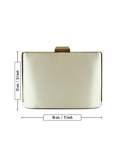 Erkan Saçmacı Ten Saten Taşlı Altın Metal Saplı Zincir Askılı Abiye Çanta Ten