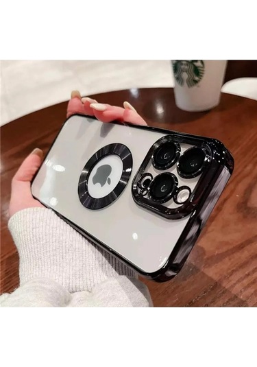 İphone 14 Promax Uyumlu Extra Kamera Korumalı Kamerası Cam Lensli Lazer Lüx Kılıf Kapak Tam Koruma Siyah
