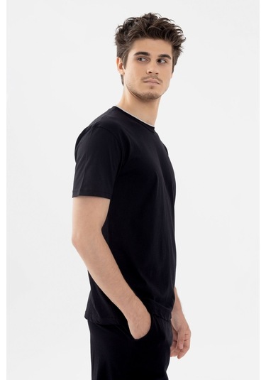 Erkek Double Yaka Şortlu Pijama Takımı Ko6304ts-1 Siyah