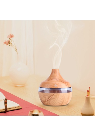 Konesam Ahşap Desenli 7 Renkli Nemlendirici: Nemlendirme Ve Aromaterapi Fonksiyonu, 4 Saat Otomatik Kapatma, Ev Ofis Yoga Odası İçin Uygun