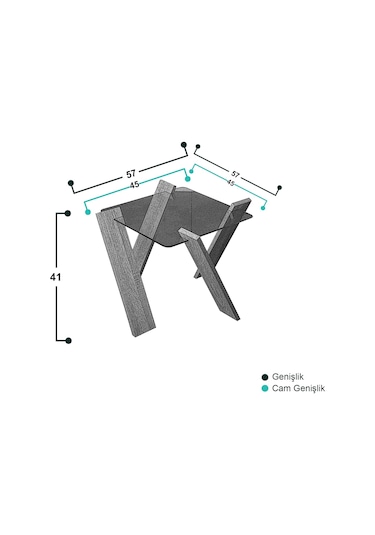Roman Cam Yan Sehpa Mini Koyu Meşe / Çiçeklik Sehpa