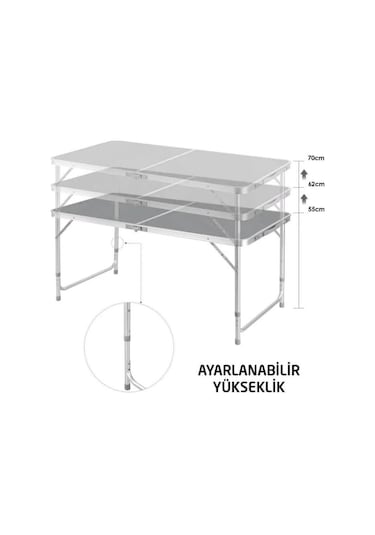 Rox Camping Katlanır Kamp Masası 120cm Gri