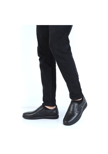 Berenni E835 Siyah Kauçuk %100 Deri Erkek Casual Ayakkabı 001