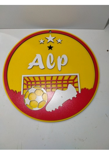 Duvar Kapı Süsü İsim Yazılı Sarı - Kırmızı