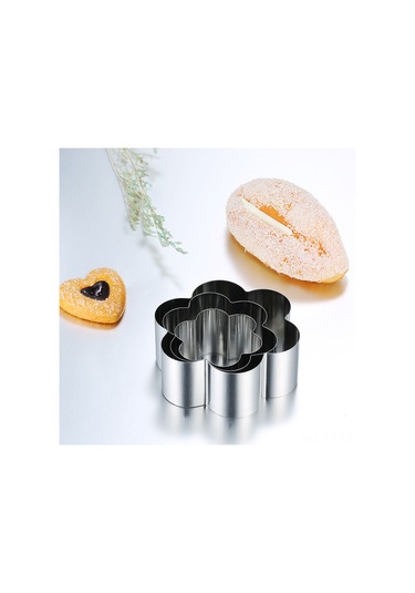 Teltree 430 Çelik 3'lü Bisküvi Kalıbı - Çiçek/yuvarlak/kare Şekilleri, 60-80-100mm Boyutları, Pastane Ve Ev Fırınlama Aracı Diğer
