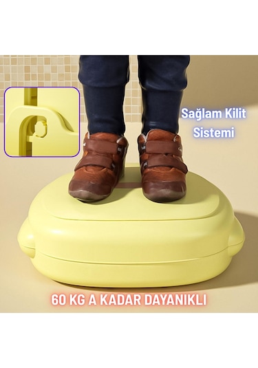 Katlanabilir Bebek Tuvaleti Taşınabilir Çocuk Lazımlık Tuvalet Eğitici Hijyenik Seyahat İçin Uygun Sarı