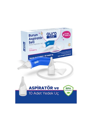 Bebek Burun Aspiratörü Ve 10 Adet Yedek Uç - Burun Temizleme Aspiratör Seti
