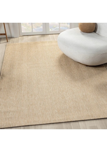 Düz Bej Kılçık Desenli Modern Halı - L665bjbo Kahve