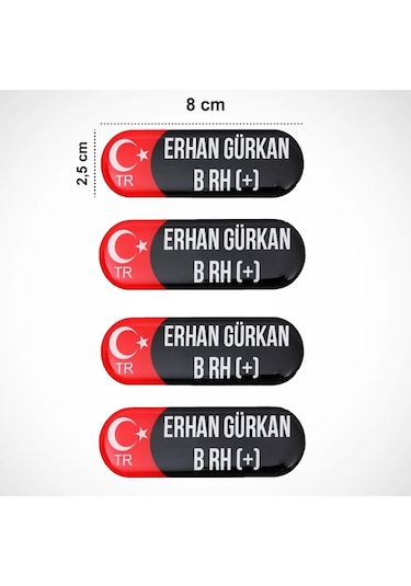 Kişiye Özel Kan Grubu Damla Sticker Seti 4 Parça