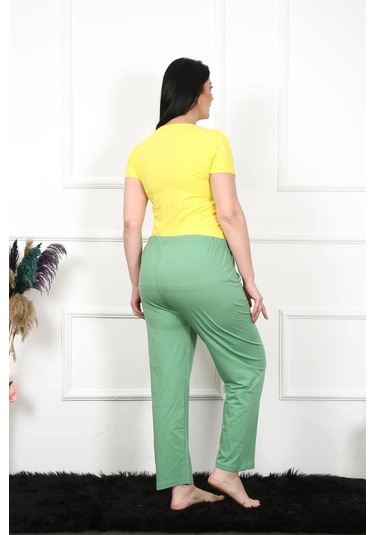 Lenaca Kadın Pamuklu Büyük Beden Alt Pijama Yeşil Yeşil