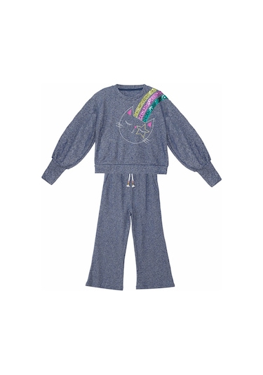 Denokids Mshb&g Parlak Kedi Kız Çocuk Triko Eşofman Takım Çok Renkli