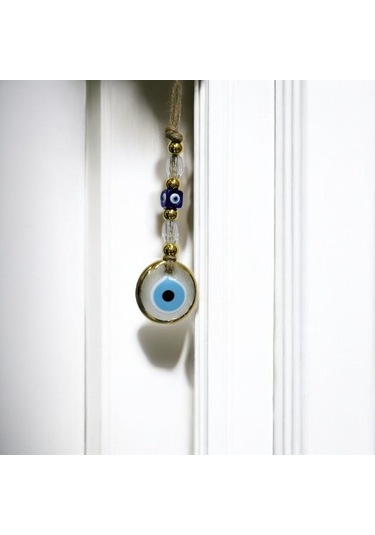 Yaldızlı Şeffaf Nazar Boncuklu Cam Duvar Süsü 02-10mm 5yards