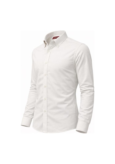 Classics Men Barsello Slim Fit Uzun Kol Yaka Düğmeli Erkek Gömlek - 7536 Beyaz