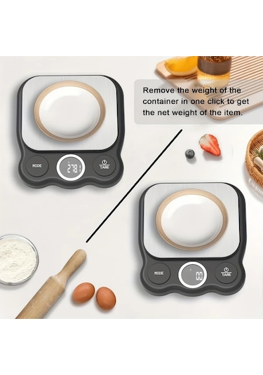 Oldfriend 1 Adet Hassas Dijital Yemek Gram Mutfak Pastacılık Ölçek Tartı Lcd Ekran Siyah Siyah