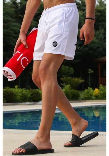Madmext Madmext Beyaz Basic Deniz Şortu 4262-beyaz