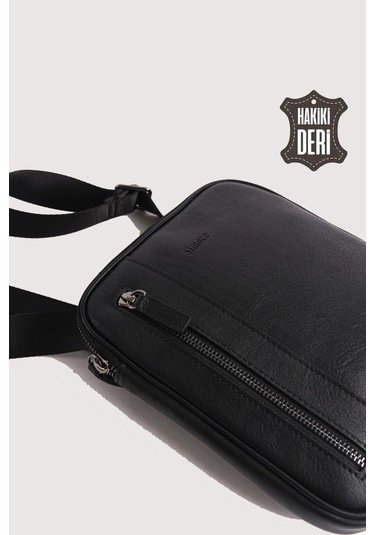 Hakiki Deri Erkek Postacı Çantası Siyah Smr9250 Siyah