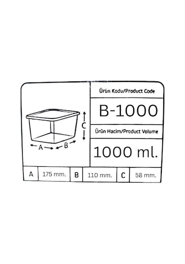 Offbox Buzluk Sebze Bakliyat Et Gıda Saklama Kabı - 1 Lt. - 10 Adet Şeffaf