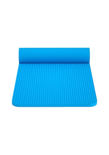 Ranyeek Nitril Kauçuk Köpük Antipatik Yoga Matı - 185x80x1cm, Erkek/kadın/çocuk İçin, Pilates Ve Zemin Egzersizleri, Dayanıklı, Yumuşak Yastık, Askıyla Mavi Mavi