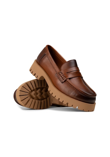 Deery Kadın Hakiki Deri Taba Rengi Loafer Ayakkabı - 02034ztbac02