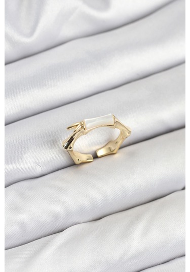 Pirinç Gold Renk Kemik Model Kadın Yüzük Çok Renkli