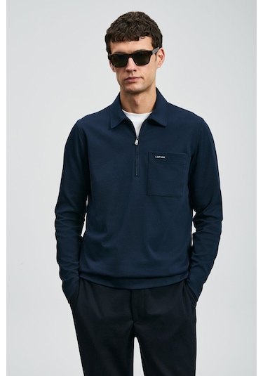 Lufian Erkek Lucas Smart Polo T-shirt 112040043 Koyu Lacivert Koyu Lacivert