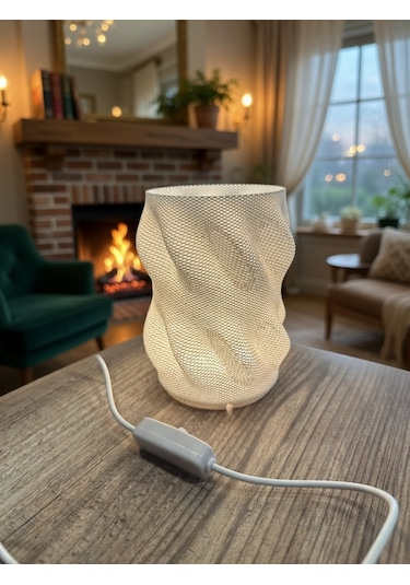 Organik Dalga Desenli 3d Printed Gece Lambası Abajur