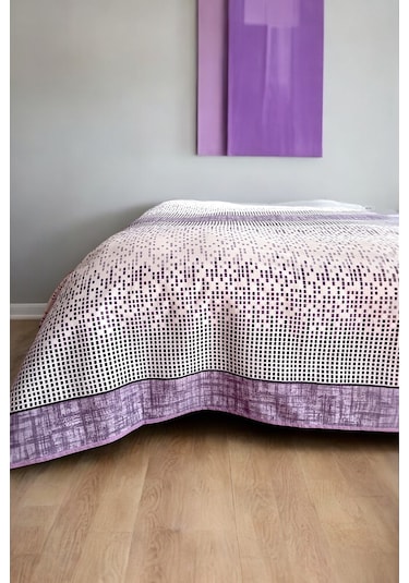 Alla Turca Çift Kişilik Modern Mozaik Desenli Pike Lila 200x240 Cm %100 Pamuk Lila