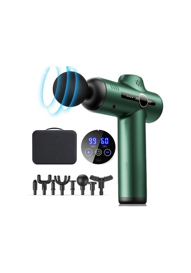 Challenger Yeşil Kutu İle 99 Dişli Masaj Tabancası Fasya Kas Gevşetme Yüksek Frekanslı Elektrikli Masaj Aleti 8 Başlık Yeşil