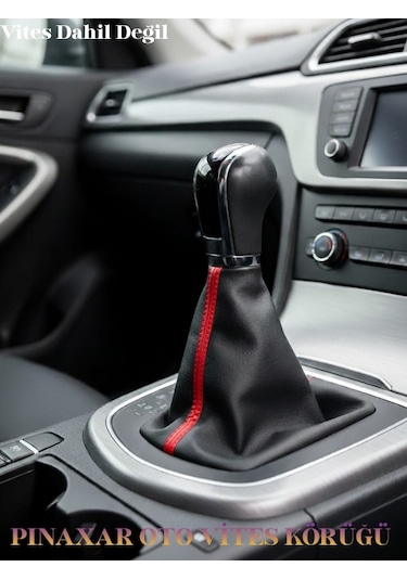 Opel Combo Siyah Deri Prime Tasarım Kırmızı Şerit Vites Körüğü