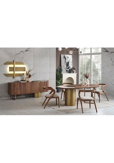 Akrep Beyaz Kumaş Ceviz Ahşap Sandalye