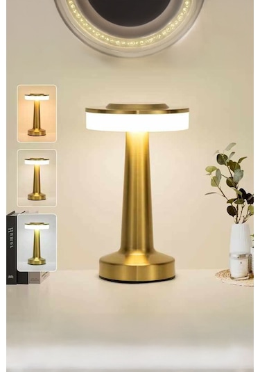 Gold Renkli Dekoratif Dokunmatik Masa Lambası Şarjlı Dim Edilebilir Renkli