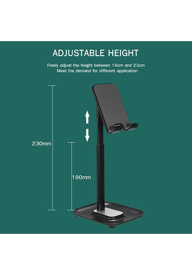 Neevoyu Yüksekliği Ve Açıyı Ayarlayabilir 12.9 İnç Çapında Telefon/tablet İçin Siyah Masaüstü Tutucu - Dayanıklı Abs Ve Alüminyum - Dürtmeye Dayanıklı Ve Kaymazsız Taban