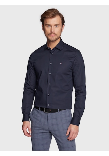 Tommy Hilfiger Erkek Regular Fit Pamuklu Gömlek Lacivert