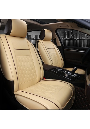 Araba Derisi Tam Kapsamlı Koltuk Minderi Kılıfı, Standart Versiyon, Sadece Bir Koltuk Bej